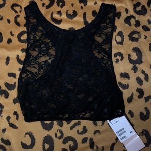 H&M Black Lace Crop Top NWT